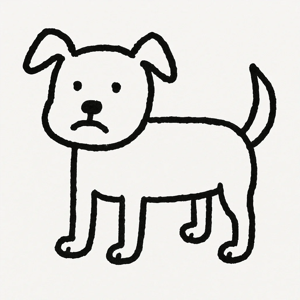 A terribly drawn dog by GPT